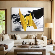 Load image into Gallery viewer, Oversized Black - Yellow Abstract Bold Acrylic for Dynamic Game Room LargeART0303
