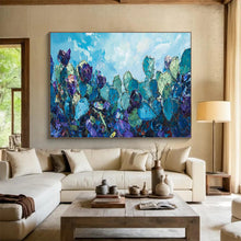 Load image into Gallery viewer, Blue Cactus “Desert Blossom” Painting on Canvas, Southwest - Themed Art DKH827
