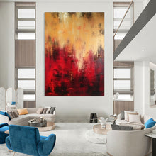 Load image into Gallery viewer, “Crimson Heatwave” – Red, Orange &amp; Black Abstract Acrylic with Fiery Textures DTP073
