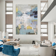 Load image into Gallery viewer, “Abstract Landscape Hues” ，Muted blues, grays, yellows, and hints of red, with a fragmented, abstract composition. DTP312
