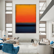 Load image into Gallery viewer, “Orange and Blue Gradient Sunset” - Color - Field Sunset Art on Canvas DKH1601
