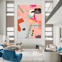 Load image into Gallery viewer, Playful Pink Abstract Mosaic, Ideal for Girly Teen Bedroom &amp; Quirky Boutique LargeART2006
