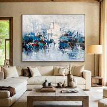 Load image into Gallery viewer, Cool - Toned Abstract Harbor Scene for Coastal Home Office &amp; Nautical - Themed Lounge DKH162
