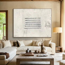 Load image into Gallery viewer, “Black Lines on Textured White” - Minimalist Abstract Acrylic, Great for Modern Art Gallery and Industrial - Style Loft DLZ262
