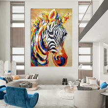 Load image into Gallery viewer, “Colorful Zebra Portrait” - Vibrant Animal Art on Canvas DKH1442
