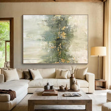 Load image into Gallery viewer, Oversized Green - Gold Abstract Reflection Acrylic Art for Garden Room &amp; Wellness Spa LargeART0423
