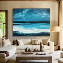 Load image into Gallery viewer, Deep Blue Starry Sea Abstract Art for Beach House &amp; Meditation Space DKH104
