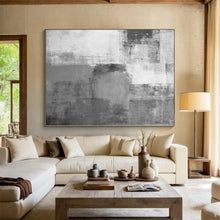 Load image into Gallery viewer, Oversized Gray - White Block Abstract Acrylic Art for Minimalist Home &amp; Studio Lounge LargeART0377
