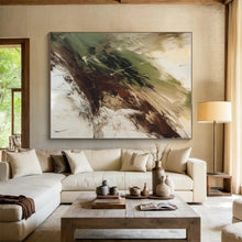 Load image into Gallery viewer, Green - Brown Dynamic Strokes Art for Studio &amp; Eclectic Living Room LargeART0826
