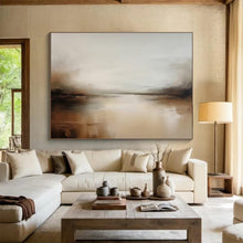Load image into Gallery viewer, Warm - Toned River Scene Abstract Painting for Cozy Living Room &amp; Rustic Café DKH321
