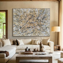 Load image into Gallery viewer, Golden - White Splatter Web Art for Boho - Chic Living Room &amp; Art Gallery Pop - up LargeART0906
