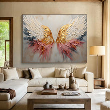 Load image into Gallery viewer, Winged Art “Golden - Pink Wings” Painting on Canvas, Inspirational Decor DKH863
