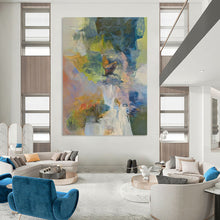 Load image into Gallery viewer, Vibrant Color - Washed Abstract Painting, Multihued Layers for Creative Studio &amp; Eclectic Living Room LargeART2263
