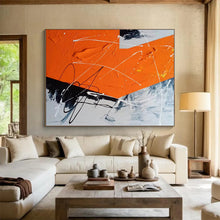 Load image into Gallery viewer, Oversized Orange and Black Dynamic Abstract Acrylic for Modern Dance Studio &amp; Edgy Home Bar LargeART0325
