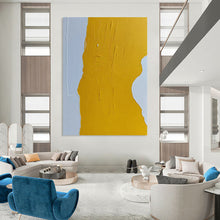 Load image into Gallery viewer, “Yellow Rhythm” – Bold yellow shape with textured brushstrokes against light gray DTP351

