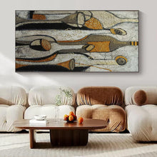 Load image into Gallery viewer, Textured Bottles and Glasses Abstract Canvas Painting, Great for Sophisticated Wine Cellar &amp; Art - Filled Dining Room LargeART1193
