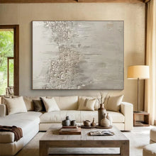 Load image into Gallery viewer, White Textured Abstraction Art for Spa Retreat &amp; Calming Library LargeART0857
