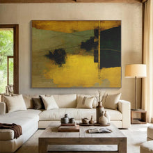 Load image into Gallery viewer, Large - Scale Golden and Green Abstract - Ideal for Luxury Hotel Lobby &amp; Upscale Dining Room LargeART0754
