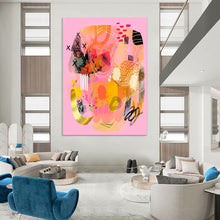 Load image into Gallery viewer, Pink &amp; Gold Abstract Extravaganza, Ideal for Glamorous Dressing Room &amp; Luxury Dining Area LargeART2009

