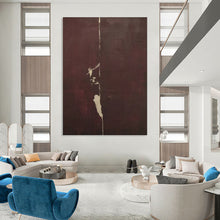 Load image into Gallery viewer, “Dark Tonal Split” - Maroon, Beige Abstract Art on Canvas DKH1149
