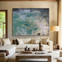 Load image into Gallery viewer, Textured Teal and Green Abstract Acrylic Art - Ideal for Bohemian - style Cafe &amp; Nature - lover’s Study LargeART0578
