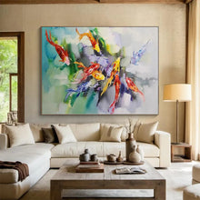 Load image into Gallery viewer, Large - Scale Colorful Koi Fish Abstract Acrylic Art for Dining Room &amp; Asian - Inspired Home LargeART0432
