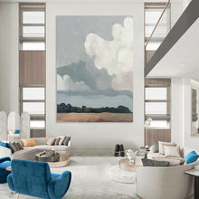 Load image into Gallery viewer, “Cloudy Sky Minimalist Landscape” - Subtle Toned Nature Art on Canvas DKH1430
