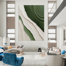 Load image into Gallery viewer, “Green &amp; White Textured Waves” - Nature - inspired Abstract Art on Canvas DKH1481
