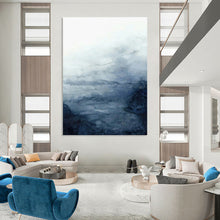 Load image into Gallery viewer, “Misty Blue Waves” Abstract Watercolor - Inspired Painting on Canvas, Ethereal Artwork DKH939
