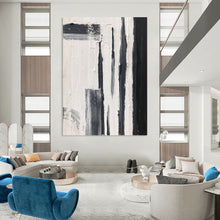 Load image into Gallery viewer, “Vertical Strokes” – Tall black, gray strokes on white, varied textures DTP367
