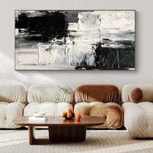 Load image into Gallery viewer, Black &amp; White Textured Abstract Canvas Painting, Ideal for Contemporary Gallery &amp; Monochrome Home Office LargeART1248
