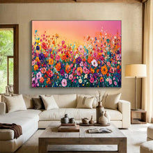 Load image into Gallery viewer, Colorful Flower Field Abstract Painting on Canvas - “Sunset Blooms” DKH680
