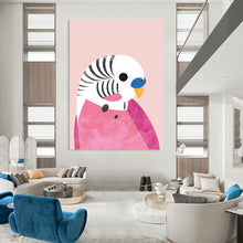 Load image into Gallery viewer, Pink - Hued Parakeet Charm – Whimsical Bird Illustration with Playful Colors DTP227
