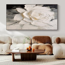 Load image into Gallery viewer, Textured White Flower Abstract Canvas Painting, Perfect for Elegant Bathroom &amp; Minimalist Bedroom LargeART1202
