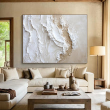 Load image into Gallery viewer, Large - Scale Textured Beige - White Wave Art for Coastal Home &amp; Spa LargeART0444
