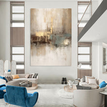 Load image into Gallery viewer, “Neutral - Gold Fusion” – Beige, Gray &amp; Gold Abstract Acrylic with Subtle Textures DTP068
