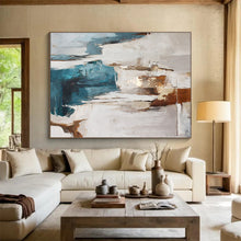 Load image into Gallery viewer, Blue Brown White Abstract Painting DKH520
