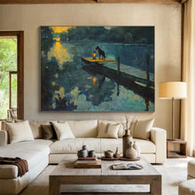 Load image into Gallery viewer, Nocturnal River Scene Abstract Painting for Lakeside Cottage &amp; Cozy Reading Nook DKH221
