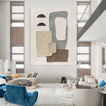 Load image into Gallery viewer, “Neutral Textured Collage” - Beige, Grey, Brown Abstract Art on Canvas DKH1135
