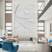 Load image into Gallery viewer, “Cracked White Impasto” - Textured Minimalist Art on Canvas DKH1673

