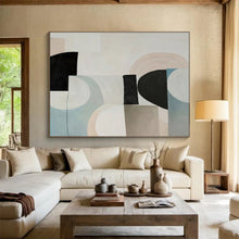 Load image into Gallery viewer, Abstract Painting on Canvas: Pastel - Colored Geometric Mix - “Subtle Balance” DKH583

