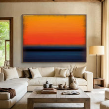 Load image into Gallery viewer, Orange And Blue Abstract Sunset Painting On Canvas DKH449
