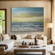 Load image into Gallery viewer, Golden Horizon Over the Waves Abstract acrylic painting DLZ033
