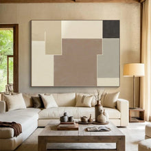 Load image into Gallery viewer, Large - Scale Neutral Tones Geometric Abstract Acrylic for Minimalist Living Room &amp; Contemporary Office LargeART0334
