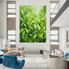 Load image into Gallery viewer, Vibrant Green Foliage Abstract Painting, Ideal for Nature - Inspired Living Room &amp; Botanical Café LargeART2293
