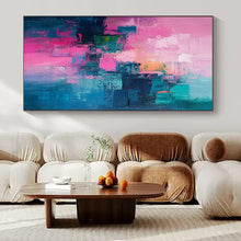 Load image into Gallery viewer, Pink &amp; Teal Abstract Block Acrylic Art, Suited for Teen Room &amp; Creative Lounge LargeART1012
