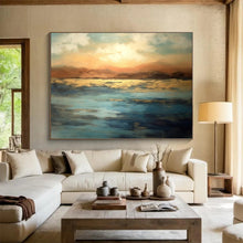 Load image into Gallery viewer, Sunset Over Golden Waters Abstract acrylic painting DLZ066
