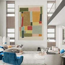 Load image into Gallery viewer, “Colorful Geometric Blocks” Abstract Modern Painting on Canvas, Playful Decor DKH964
