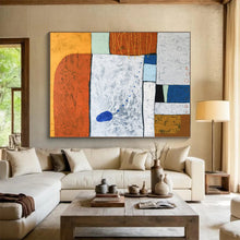 Load image into Gallery viewer, Hand - painted Substantial Textured Geometric Abstract in Warm Colors Acrylic Art for Cozy Family Rooms LargeART1807
