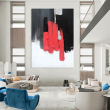 Load image into Gallery viewer, “Bold Red &amp; Black Blocks” – Thick red, black, gray, white blocks, striking contrast DTP394

